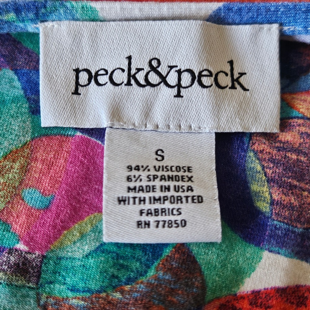 Peck & Peck Abstract Colorful Print Vibrant Artsy Multicolor Shirt Boho Chic S - Picture 4 of 8